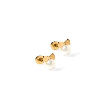 Heidi Pearl Bow Screwback Stud Earrings