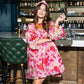 Bell Dress Pink and Gold Floral Brocade