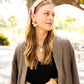 Adult Pink, Red & Ivory Headband with Gold beads