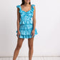 Brilliant Blue Willow Satin Mini Skirt
