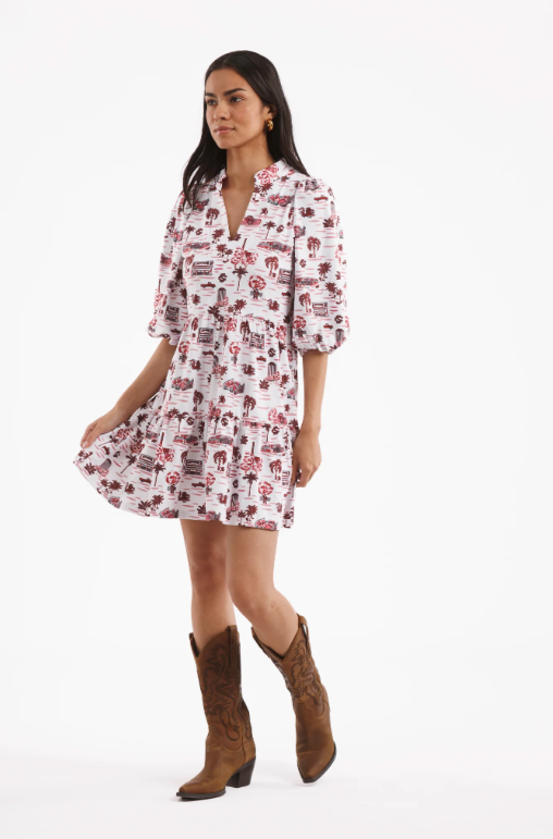 TORY DRESS - GAMECOCK TOILE