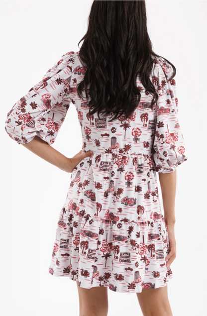 TORY DRESS - GAMECOCK TOILE