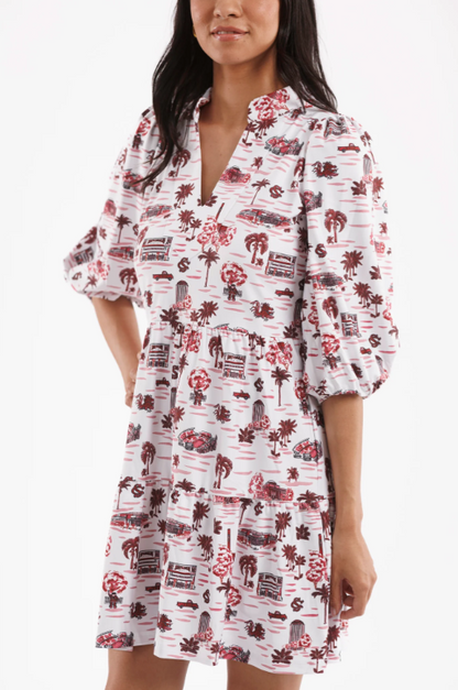 TORY DRESS - GAMECOCK TOILE