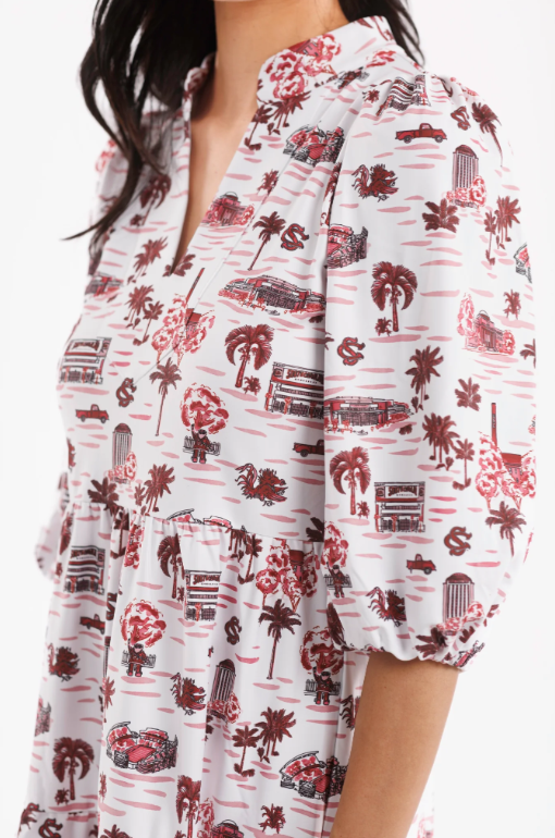 TORY DRESS - GAMECOCK TOILE