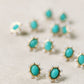 Turquoise and Pearl Oval Stud Earrings