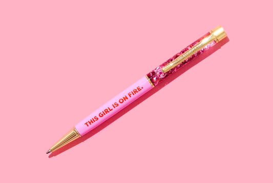 "This Girl is on Fire" - Pink w/ Pink Confetti Pen