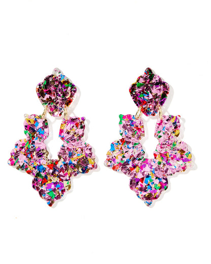 Michelle Pink Birthday Confetti Earrings