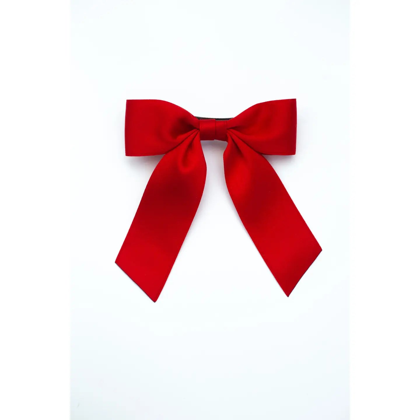 Delora Satin Bow Barrette Red