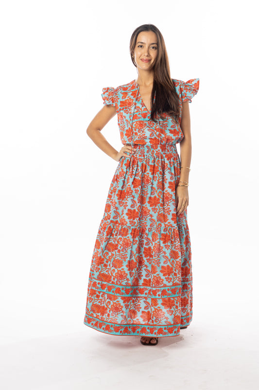 Anika Dress Ruby/Blue