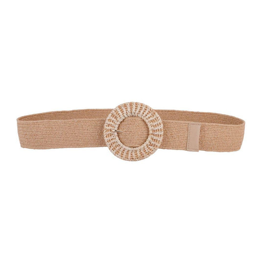 Circle Woven Buckle Stretch Belt