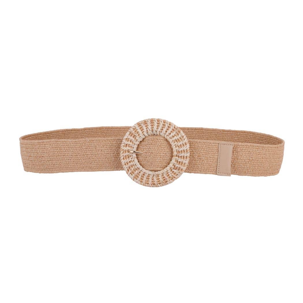 Circle Woven Buckle Stretch Belt
