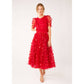 Marty Top Red Floral Applique Tulle
