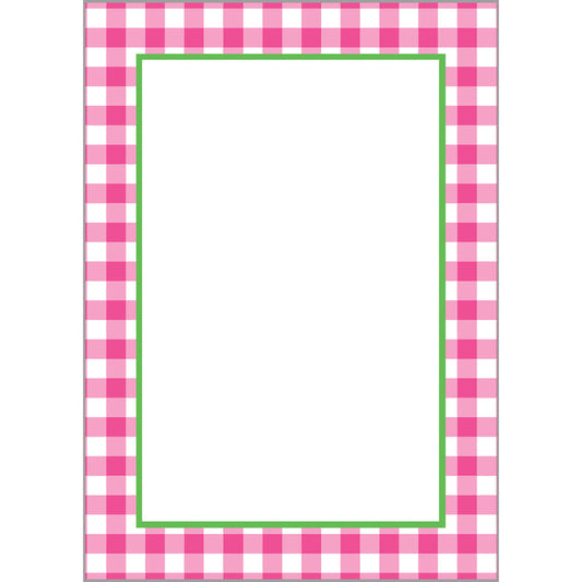 5x7 Hot Pink Gingham Check Notepad