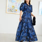 Charlotte Gown Royal Blue Pansy Vine Organza