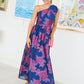 Caroline Gown Fuchsia Navy Peony Organza
