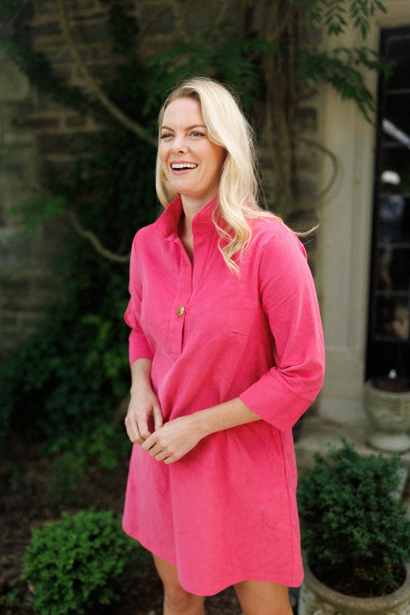 Sophia Dress Raspberry Corduroy