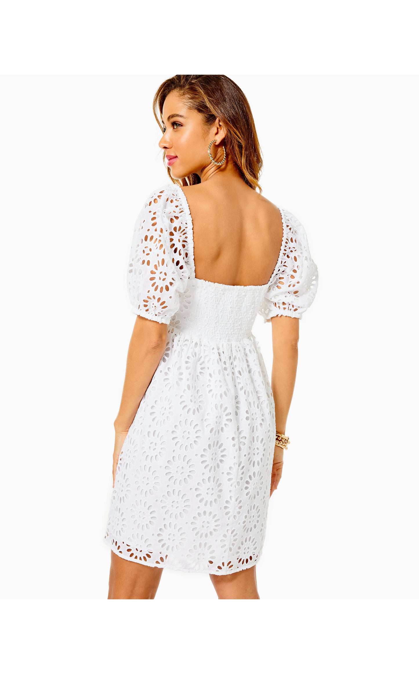 KAY SHORT SLEEVE EYELET DRESS