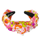 Brianna Cannon Pink and Orange Retro Floral Headband with Crystals and Pearls