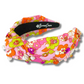 Brianna Cannon Pink and Orange Retro Floral Headband with Crystals and Pearls