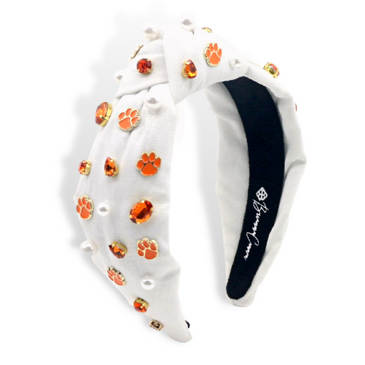 Brianna Cannon White Clemson University Logo Headband