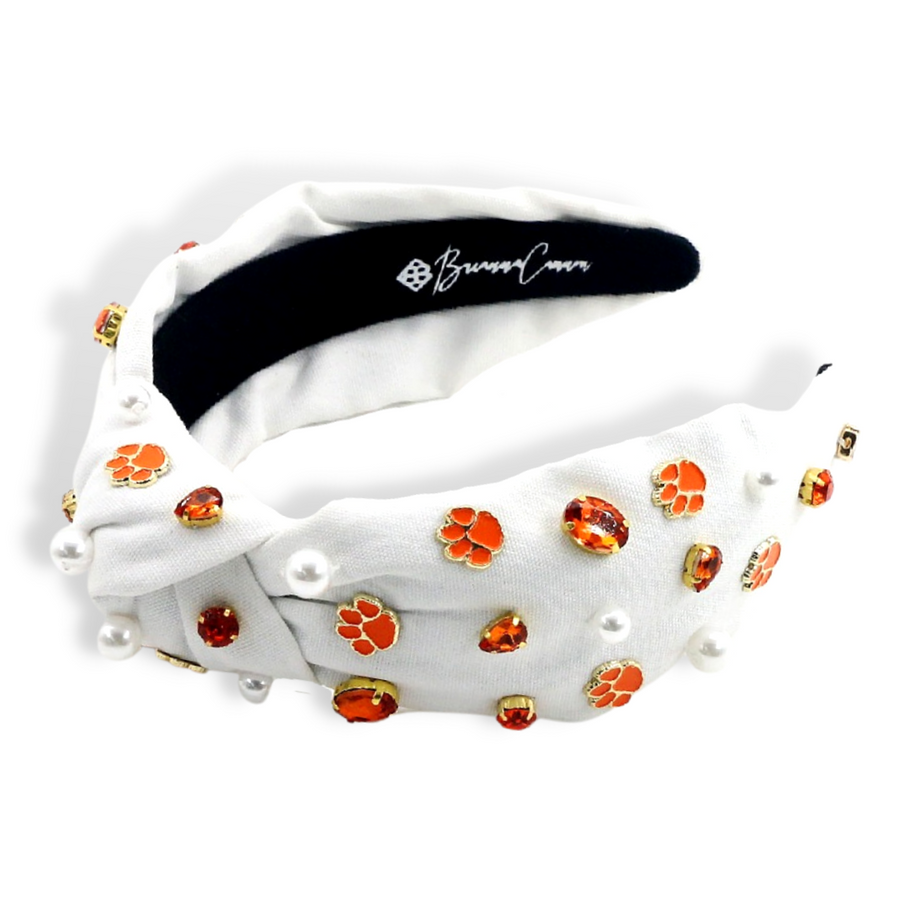 Brianna Cannon White Clemson University Logo Headband