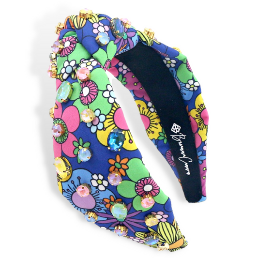Brianna Cannon Retro Fall Floral Headband with Crystals
